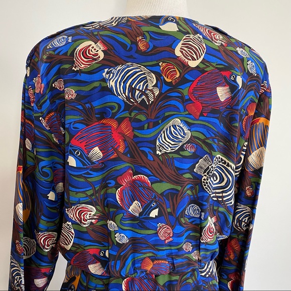 Vintage 90s Gillian tropical fish print dress - Picture 10 of 11